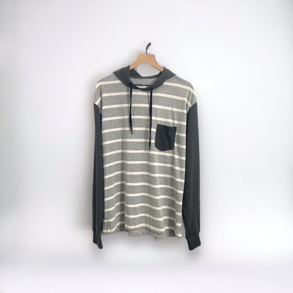 9K Clothing Co. Gray Striped Long Sleeve Hoodie, Men’s Size XL - Picture 6 of 8